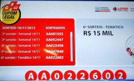 Tela com códigos dos sorteados em 18 de novembro 270x164 - Cupom Legal divulga ganhador do prêmio temático de R$ 15 mil