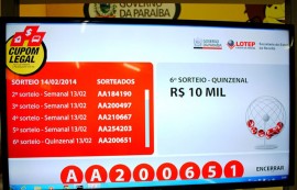 Sorteio Cupom Legal de R 10 mil 14 de fevereiro de 2014 270x173 - Cupom Legal divulga ganhador do 1º prêmio de R$ 10 mil de fevereiro