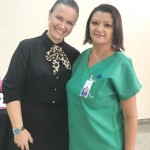 A maquiadora Isalice e a técnica, Mayanne conduziram as ações do Espaço da Beleza